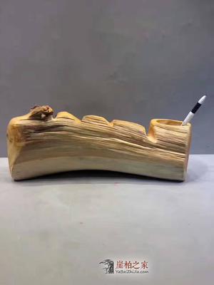 崖柏根雕筆筒《一帆風順》 精美寓意，伴學子揚帆起航
